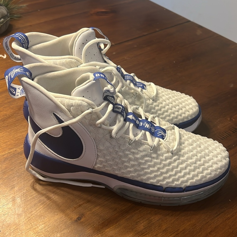 Nike AlphaDunk Sneakers - White with Blue Details (Hardly Worn)